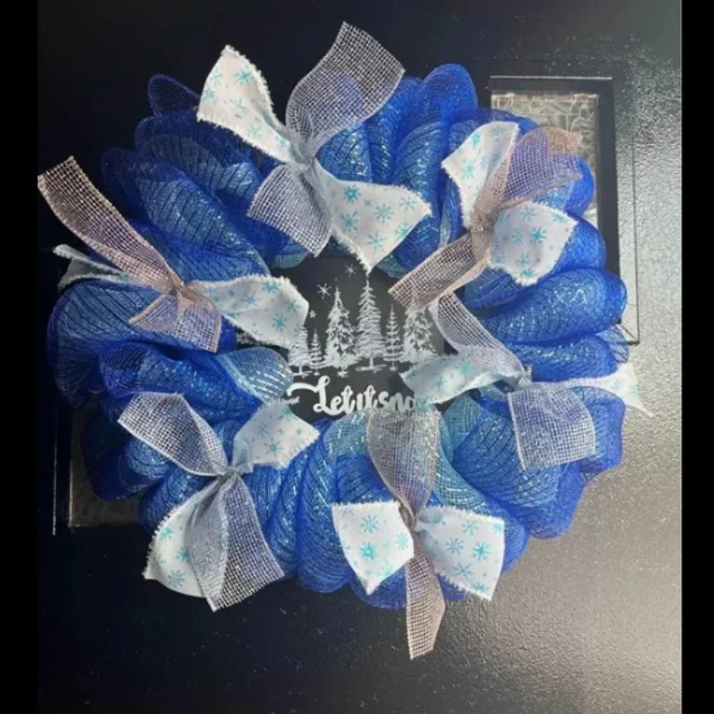 Handmade Holiday or Christmas Themed Wreath! Let it snow!